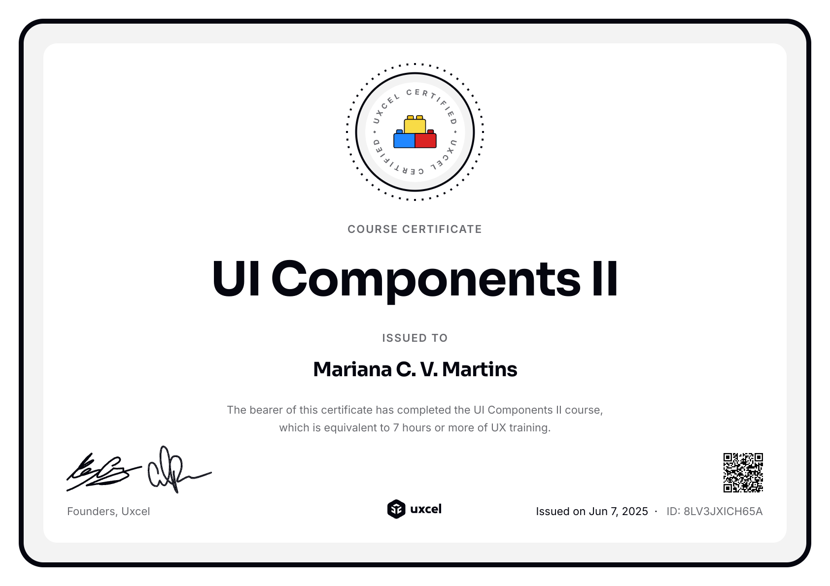 Mariana C. V. Martins's certificate